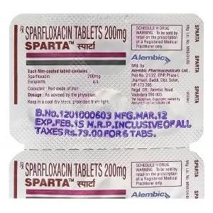 スパルタ, スパルフロキサシン 200mg　包装裏面