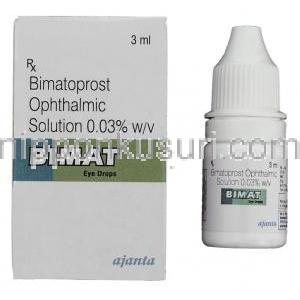 ビマトプロスト （ルミガン・ラティース ジェネリック) ビマト  Bimat 0.3% 3ml 点眼薬 (Ajanta Pharma)