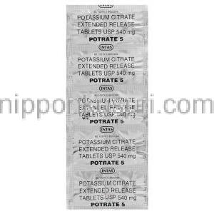 クエン酸カリウム  （ウラリットジェネリック）, Potrate5, 540mg 錠(Intas) 包装