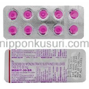 硝酸イソソルビド（アイトロール ジェネリック）, Monit 30MG SR 錠 (Intas) 包装