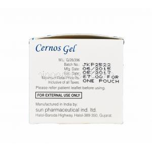 Cernos Gelセルノスジェル,　テストステロンジェル　1% 5g　箱　製造元： Sun Pharma