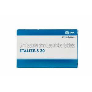 エタリーズ-S 20, バイトリンジェネリック,シンバスタチン 20mg/エゼチミブ 10mg 箱