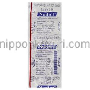 ナルトレキソン (レビアジェネリック), Nodict, 50mg 錠 (Sun Pharma) 包装