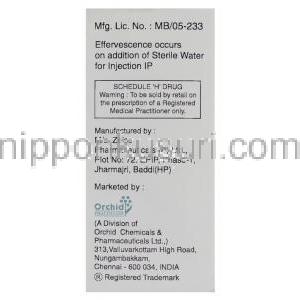 セフタジジム  Orzid 注射 250 mg Zesis 製造業者情報