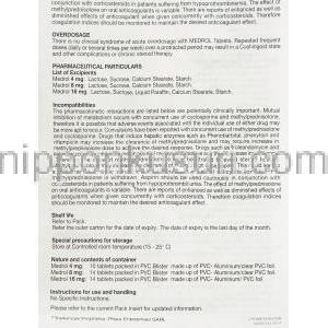 メドロール, メチルプレドニゾロン16mg 錠 (Pfizer) 情報シート9