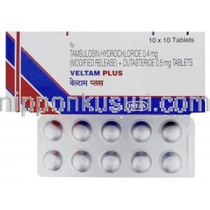 タムスロシン/デュタステリド（フロマックスプラス ジェネリック）, Veltam Plus, 0.4mg   0.5mg 錠 (Intas)