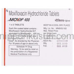 モキシフ, 塩酸モキシフロキサシン 400mg 錠 (Cipla) 情報