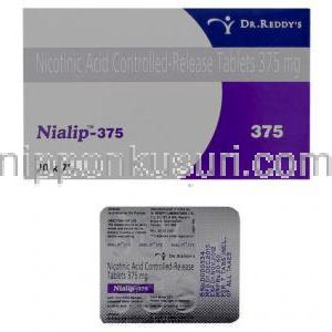 ナイアシン  ニコチン酸 （ナイアスパン ジェネリック）, Nialip 500mg 錠 (Dr.Reddy's)