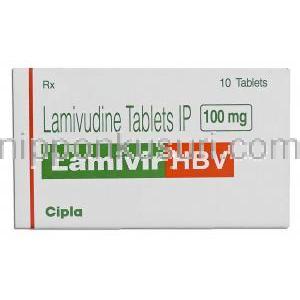 ラミビル, ラミブジン Lamivir HBV, 100mg 錠 (Cipla) 箱