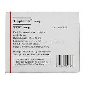 トリプトマー, アミトリプチリン塩酸 Tryptomer 10mg 錠 (Merind) 成分