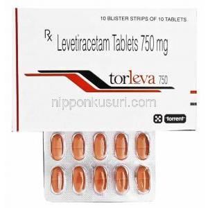 トルレバ750 Torleva 750, イーケプラ ジェネリック, レベチラセタム, 750mg, 箱、錠剤