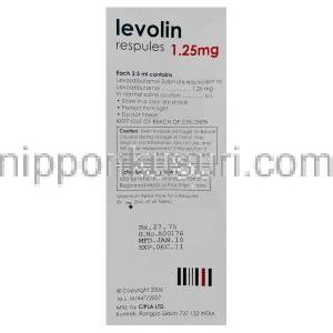レボサルブタモール（ゾペネックス吸入液 ジェネリック）, Levolin, 1.25 mg 吸入液 (Cipla) 成分