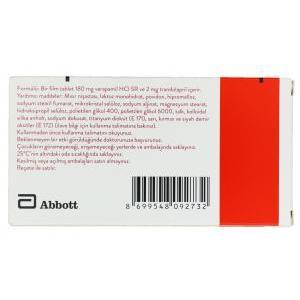 タルカ,トランドラ プリル　180mg / ベラパミル塩酸塩 2mg 徐放性錠　製造元：Abbot