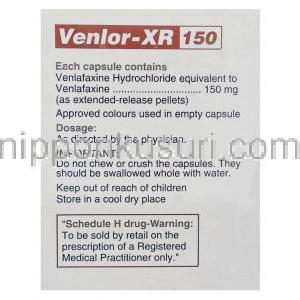 ジェネリック・エフェクサー, Venlor XR 150mg カプセル (Cipla)  成分