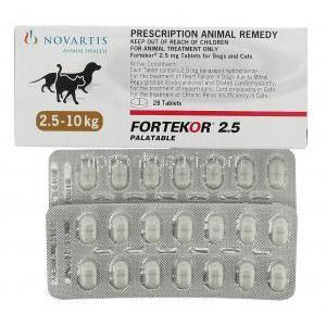 フォルテコール Fortekor, ベナゼプリル 2.5mg 錠 犬・猫用 （ノバルティス社）