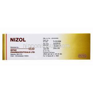 ニゾール, ニゾラールジェネリック, ケトコナゾール 200mg, 箱側面,製造番号,製造日,消費期限
