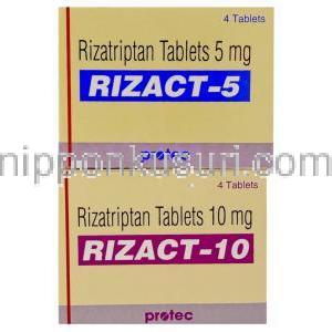 リザトリプタン, Rizact,  5gm / 10mg 錠 (Protec) 箱