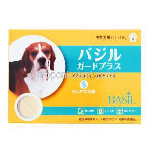 バジルガードプラス 犬用,イベルメクチン/ピランテル,　中型犬用　箱　箱表面