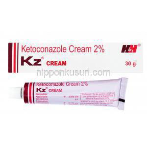 ケトコナゾール, ニゾラール ジェネリック, KZ クリーム, 2% 30g,箱,チューブ表面