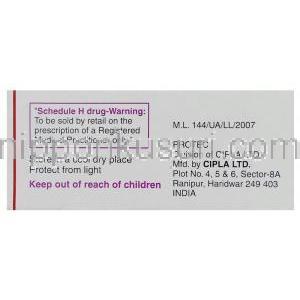 レクサプロ ジェネリック, エスシタロプラム, S-Citadep 10 mg箱 製造業者情報