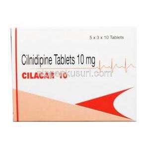 Cilacar シルニジピン, アテレック ジェネリック 10mg, 箱 製造元：Intas