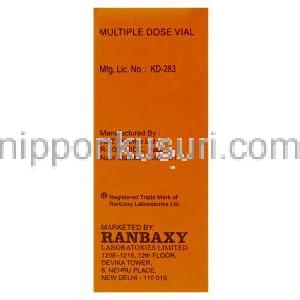 アミカシン（ビクリン ジェネリック）, Alfakim, 100mg 2ml 注射 (Ranbaxy) 製造者情報