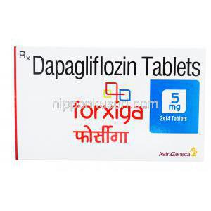 フォージガ(フォシーガ),ダパグリフロジン 5mg　28錠,　製造元：AstraZeneca(トルコ製),箱表面