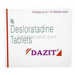 ダジット Dazit, クラリネックス ジェネリック, デスロラタジン 5mg, 箱