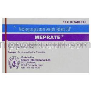 メドロキシプロゲステロン( ヒスロン/プロベラジェネリック), Meprateメ, 10mg 錠 (Serum International) 箱