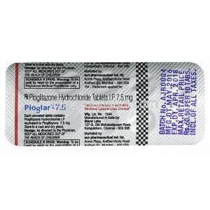 ピオグラー (ピオグリタゾン) 15mg 錠剤裏面