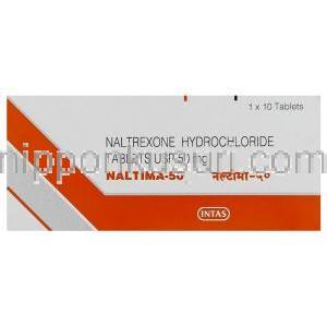 ナルトレキソン (レビアジェネリック), Naltima, 50mg 錠 (Intas) 箱