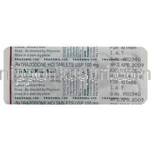 デジレル ジェネリック, トラゾドン塩酸塩 100 mg 包装 情報