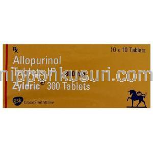 Zyloric ザイロリック, アロプリノール 300mg 錠 (GSK) 箱