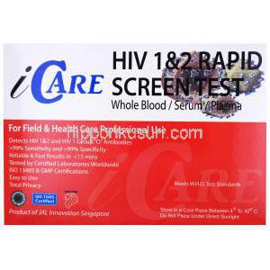 i Care HIV(エイズ)検査キット,　箱裏面情報,　製造元：JAL innovation