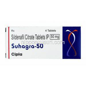 スハグラ （バイアグラジェネリック） シルデナフィル 50mg 錠 (Cipla) 箱