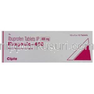 イブジェシック Ibugesic, モトリン ジェネリック, イブプロフェン 400mg 錠 (Cipla) 箱