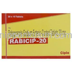 ラビシップ Rabicip, パリエットジェネリック, ラベプラゾール 20mg 錠 (Cipla) 箱