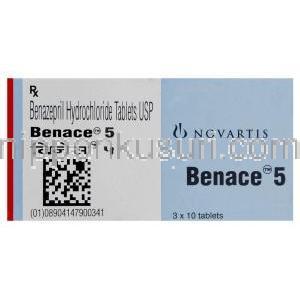 ベナゼプリル(チバセンジェネリック),Benace, 5mg 錠  (Novartis) 箱