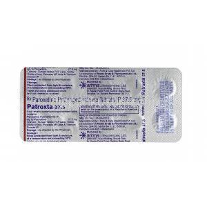 パトロクスタ (パロキセチン) 37.5mg 錠剤裏面