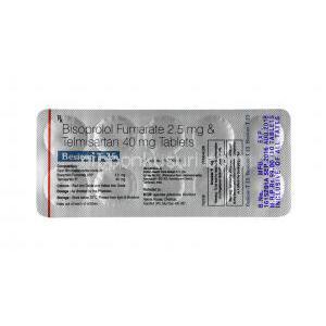 ベシコー T (ビソプロロール/ テルミサルタン) 2.5mg 錠剤裏面