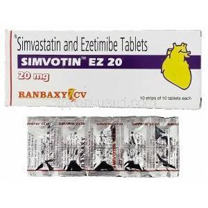 シムボチン EZ Simvotin EZ 20, バイトリン ジェネリック, エゼチミブ・シンバスタチン合剤 10mg/20mg 錠 (Ranbaxy)