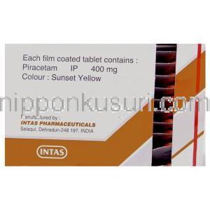 セレセタム Cerecetam, ミオカーム ジェネリック, ピラセタム 400mg 錠 (Intas) 包装者情報