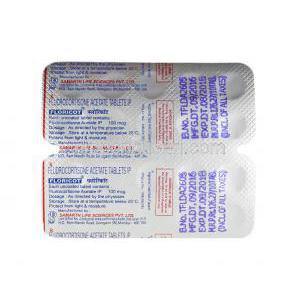 フロリコット,フルドロコルチゾン 100mcg 錠剤裏面