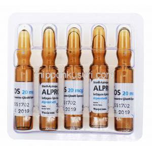 アルプロス,アルプロスタジル注射,20mcg/ml 1ml 5アンプル,　アンプル表面