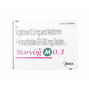 スターヴォグ M (メトホルミン/ ボグリボース) 0.3mg 箱