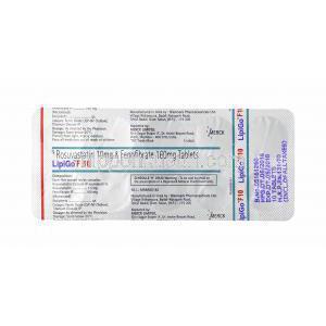 リピゴ F (フェノフィブラート/ ロスバスタチン) 10mg 錠剤裏面