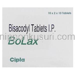 ビサコジル(サトラックス ジェネリック), Bolax, 5mg 錠 (Cipla) 箱