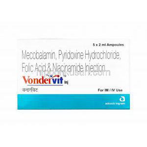 ヴォンダーヴィット 注射 (メコバラミン/ ピリドキシン塩酸塩/ 葉酸/ ナイアシンアミド) 箱