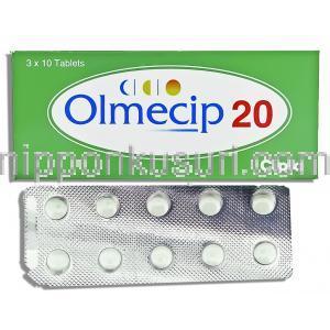 オルメサルタンメドキソミル (オルメテックジェネリック),Olmecip, 20mg 錠 (Cipla)
