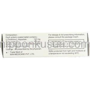 L-オルニチン /  L-アスパラギン酸 / パンクレアチン, Hepa-Merz, 150MG / 100MG 錠 (Win Medicare) 成分